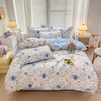 Cotton four-piece cotton small fresh student dormitory three-piece bed sheet quilt cover wholesale ins