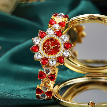 2025 New Quartz Watch Color Diamond Watch Ethnic Style Multi-Color Watch Rhinestone Digital Dial Cross-Border Hot Selling Women's Watch