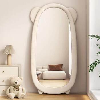 Cream Style Dressing Mirror Full-Length Mirror Cute Fat Bear Bedroom Warm Style Ins Girls Home Floor-Standing Fitting Mirror