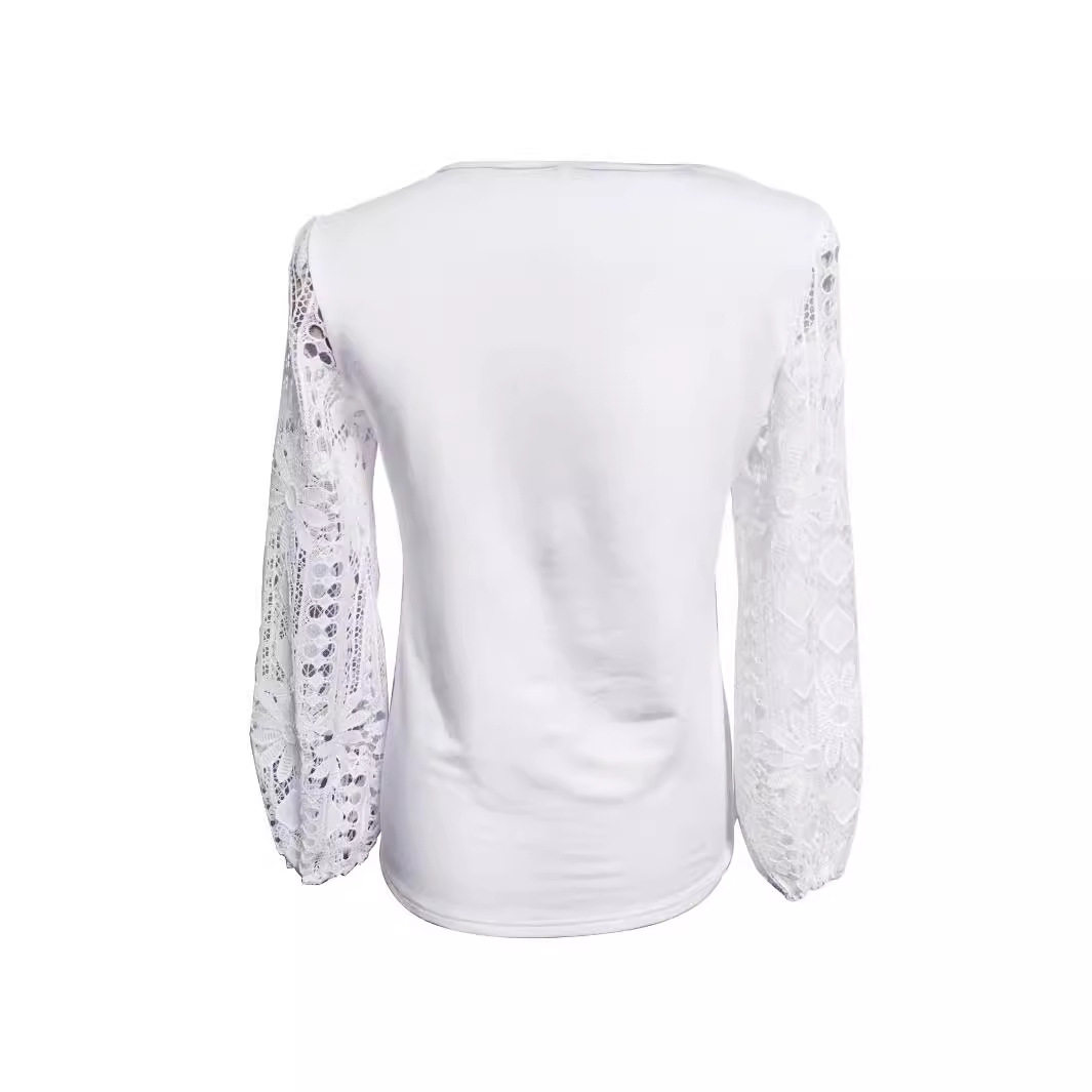 Elegant Hollow Lace Long Sleeve Top for Women Fashionable Design Perfect for Autumn and Winter Wholesale Available