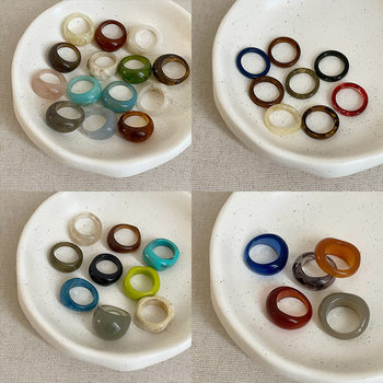 Irregular Round Color Resin Ring Women's Simple Personality Fashionable Elegant Commuter All-match Ring Ring Ring