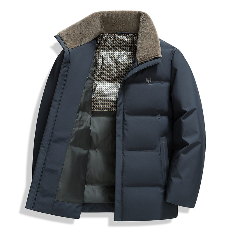 Men's Short down Jacket for Middle-Aged and Elderly, Business Casual Wool Lapel Coat, Dad's Wear, Men's 2025 Winter New Model