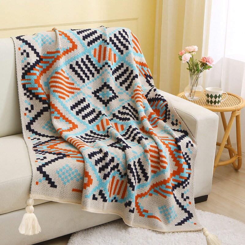 ✅ Bohemian Style Hotel B&B Bedside Blanket Office Nap Blanket Air Conditioning Sofa Cover Blanket Knitted Sofa Blanket
