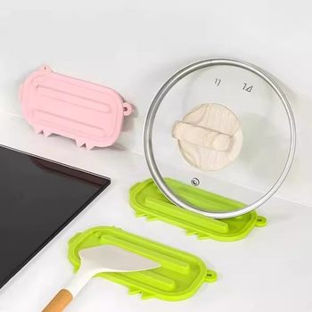 Piggy Pot Lid Rack Countertop Placement Rack Silicone Pot Lid Storage Mat Kitchen Special Chopping Board Cutting Board Holder Drain Rack