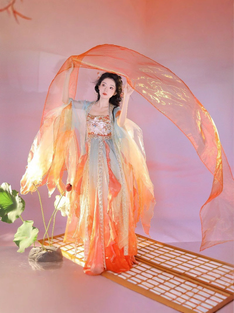 Hanfu Women's Tang Style Chest Chebula Dress Suit Heavy Industry Embroidered Butterfly Big Sleeve Shirt National Style Super Fairy Summer Princess Dress