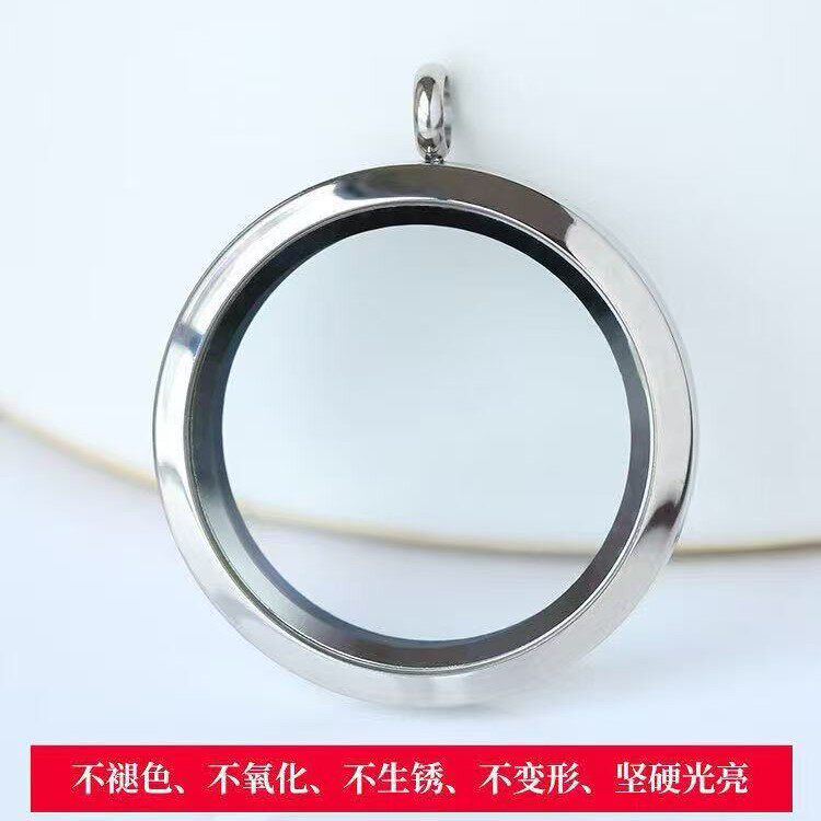 Multi-Size Thangka Box, Ga'U Box, Round Double-Sided Transparent Cinnabar Pendant, Light Luxury Stainless Steel Sweater Chain, Ga'U Box