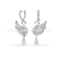 New swan white gold earrings