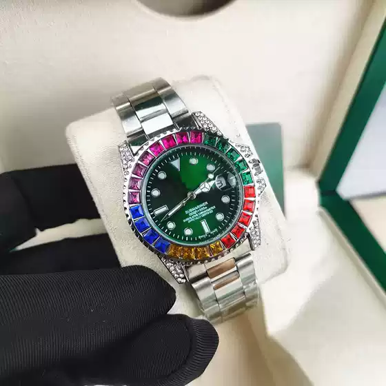 Green Water Ghost Diamond Watch Men's Quartz Watch Steel Band Luminous Waterproof Fashion Casual Wristwatch Wholesale
