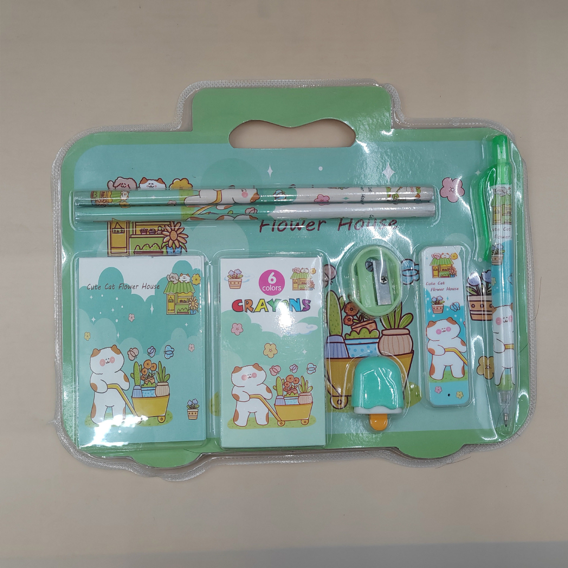 KT-112 Children's Gift Student Stationery suit Pencil Box Sharpener High Color Value Kindergarten Gift Text