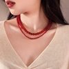 New Chinese-style Red Agate Chalcedony Necklace Jade Color White National Style Beaded Red Festive Birth Year Clavicle Chain