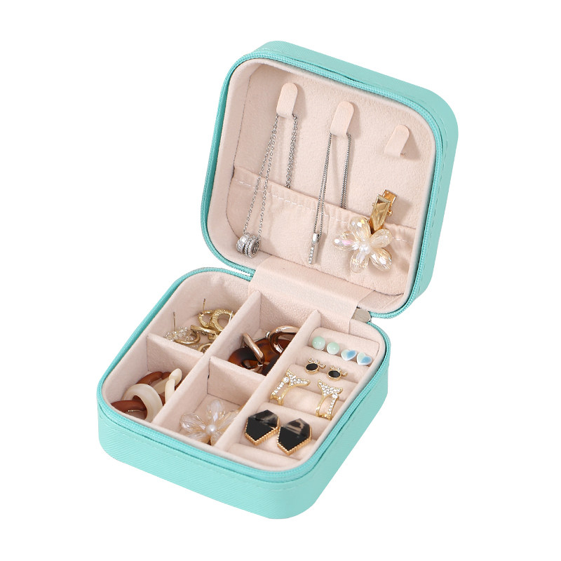 High-end jewelry box, portable necklace, dust-proof box, earrings, earrings, small exquisite jewelry box