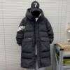Men's Mid-Length down Jacket 2024 Winter New Youth Trendy Brand Striped White Duck down Loose Thick Coat