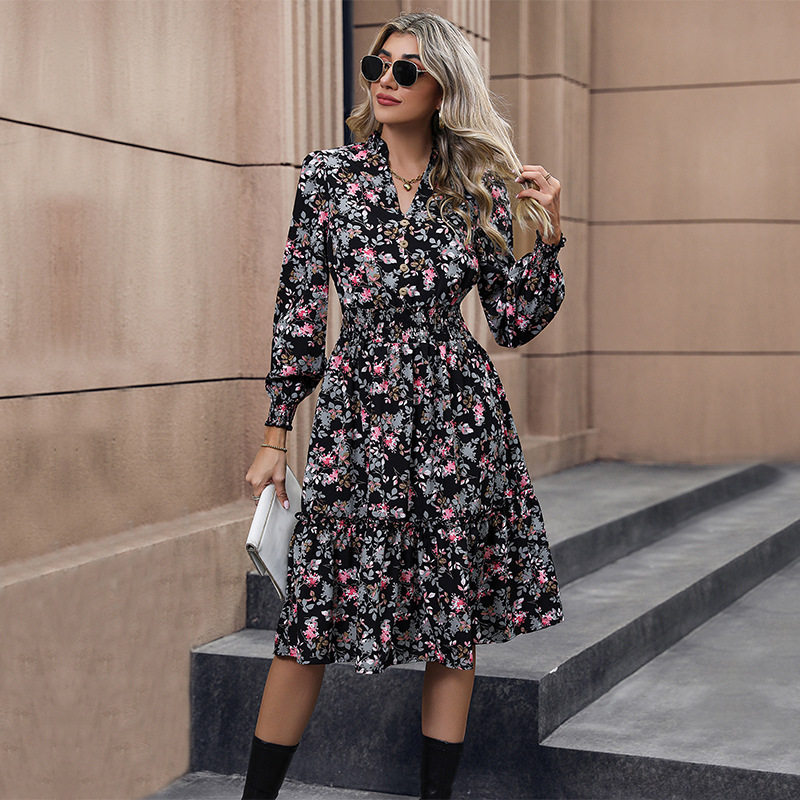 French Country Style Long Sleeve Dress Elegant Design Spring and Autumn Fashion Wholesale Availability
