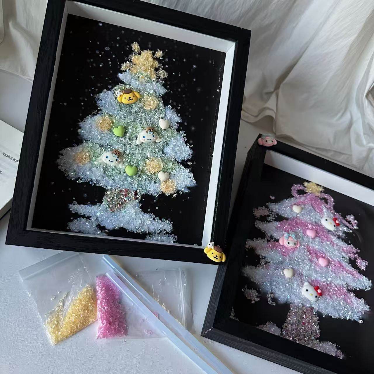 Christmas New Christmas Tree Gravel Crystal Photo Frame DIY Material Package Creative Decorative Painting Ornaments Christmas Gift