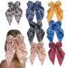 Foreign trade hot selling adult retro printed large ribbon bow hairpin Korean style elegant back head spring clip for women