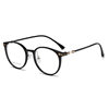 New ultra-light TR90 glasses frame fashion simple cold brown men's and women's round frame flat mirror plain transparent myopia frame