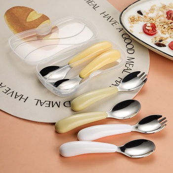 304 Baby Children Stainless Steel Tableware Baby Spoon Baby Spoon Food Grade Children's Fork Tableware Box