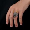 New Arrival European and American Alloy Mask Prajna Ring Skull Two-color Ring Finger Ring Manufacturers Wholesale