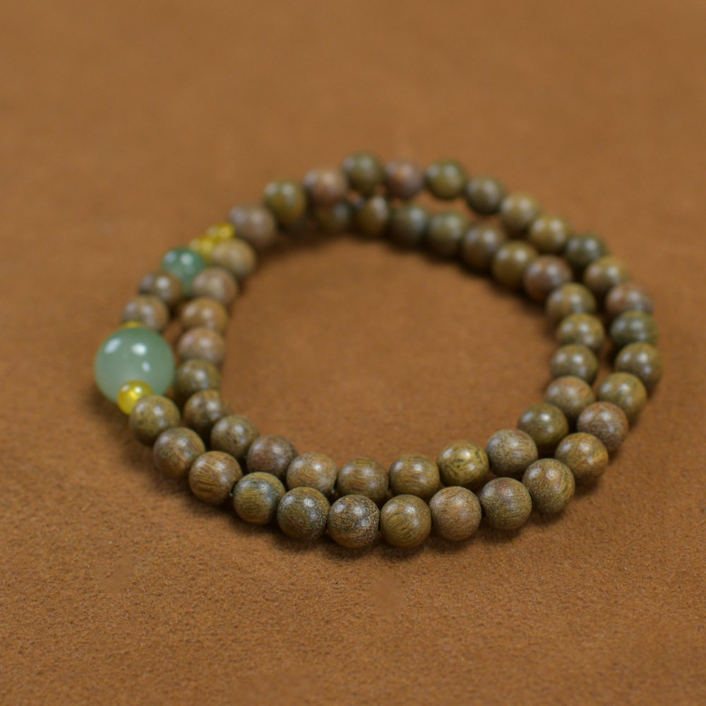 Green sandalwood 8mm bracelet with jade niche original design explosions single circle bracelet wooden text play bracelet wholesale