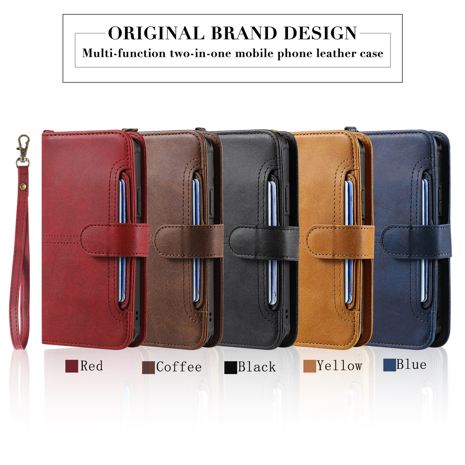 Suitable for iPhone 17 Pro Anti-Fall Two-In-One Phone Leather Case, Apple 16 Card Holder Stand, Samsung S25 Protective Case