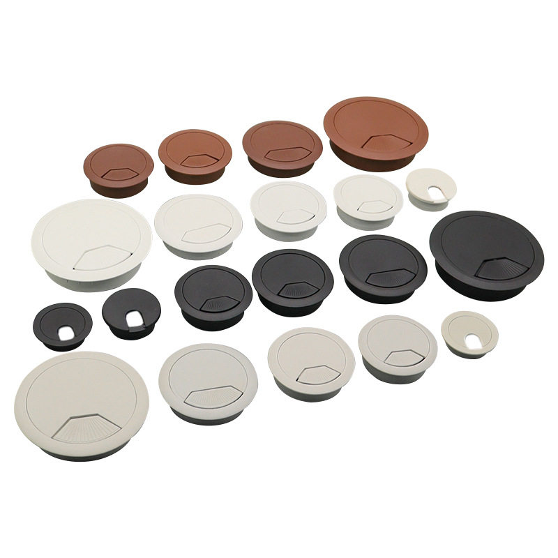 铭盛 电脑桌穿线盒桌面收纳理线盒整理办公台塑料走线圆孔盖批发