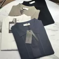 Designer Knitted Ice-feeling Comfortable Summer New Fashionable Lop Stretch Short-sleeved Polo Shirt T-shirt Men's Business