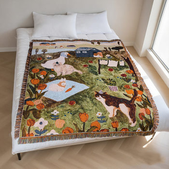 Cross-Border Jacquard Tapestry, Cotton Multi-Functional Thread Blanket, Outdoor Camping Blanket, Nap Blanket, Living Room Decorative Tapestry, Famous Painting