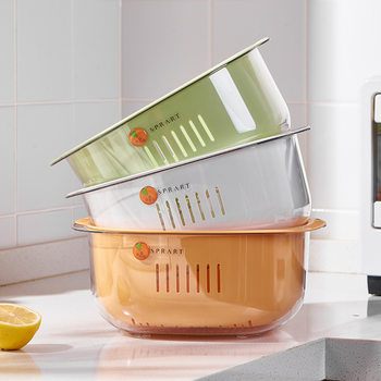 Jin Xiaoyou double-layer vegetable washing basin kitchen thickened Taobao vegetable washing basket fruit and vegetable washing basket water leakage drain basket