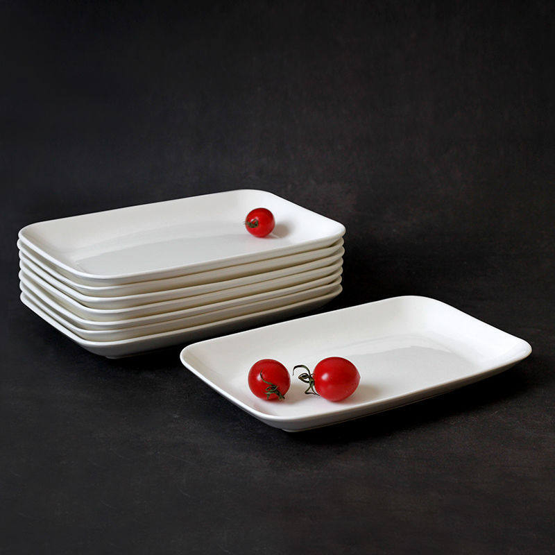 Ceramic Plate White Rectangular Plate Rice Roll Plate Sushi Plate Hotel Restaurant Breakfast Barbecue Hot Pot Dish Plate