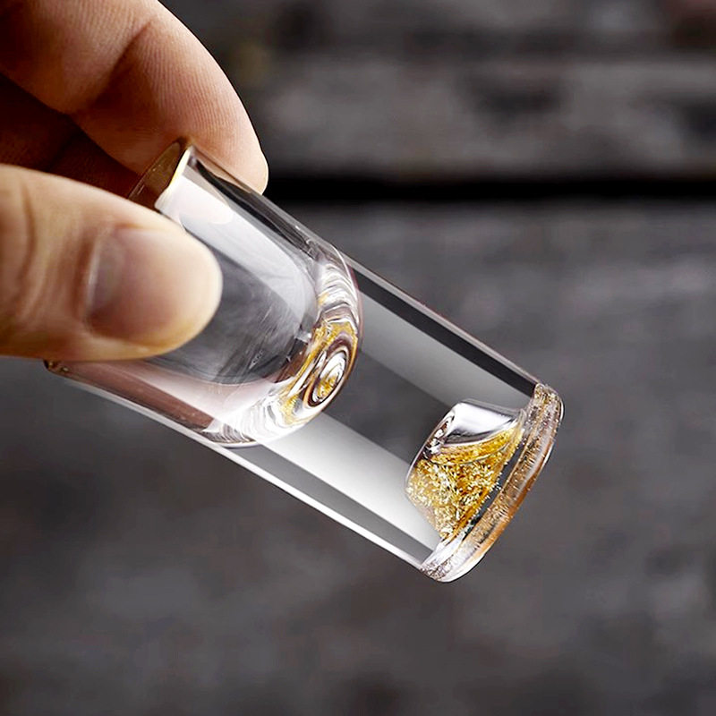 Gold Foil White Wine Glass Set Lead-Free Glass Wine Dispenser Bullet Cup One-Cup Small Wine Cup Hotel Home Gift Box