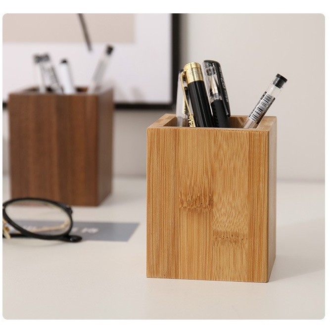 Modern Minimalist Bamboo Pen Holder Desktop Stationery Multifunctional Storage Container Chopstick Holder Kitchen Storage Rack