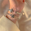 4206 Japanese and Korean Style Retro Thai Silver Two-Line Knotted Rope Buckle Bracelet Women's Fashion Stylish Open Niche Design Bracelet
