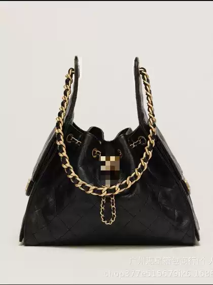 25C New Hippie Hobo Women's Bag Genuine Leather Fashion Bucket Chain Crossbody Bag Drawstring Chain Shoulder Underarm Bag