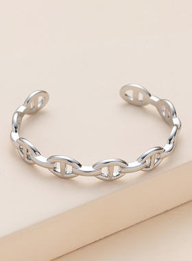 欧美猪鼻开口手镯黄铜镀18k金女