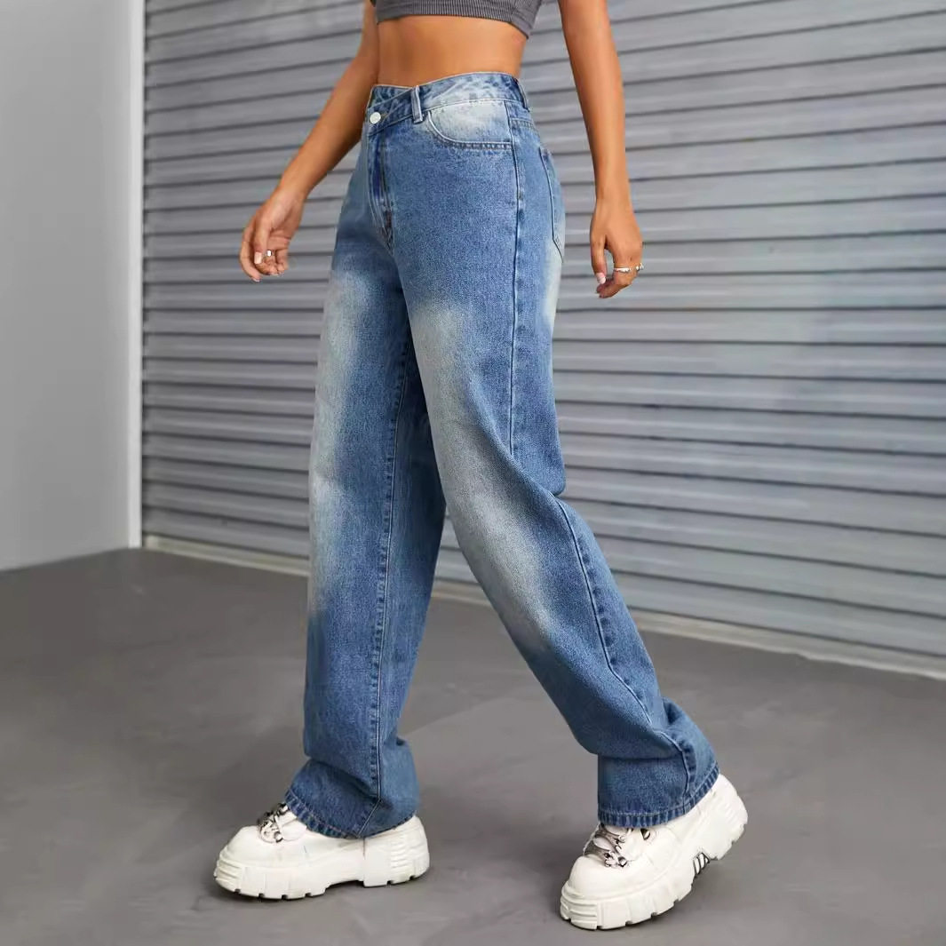 Wide Leg High Waisted Jeans Flattering Fit Floor Length Casual Style Wholesale Available factory direct