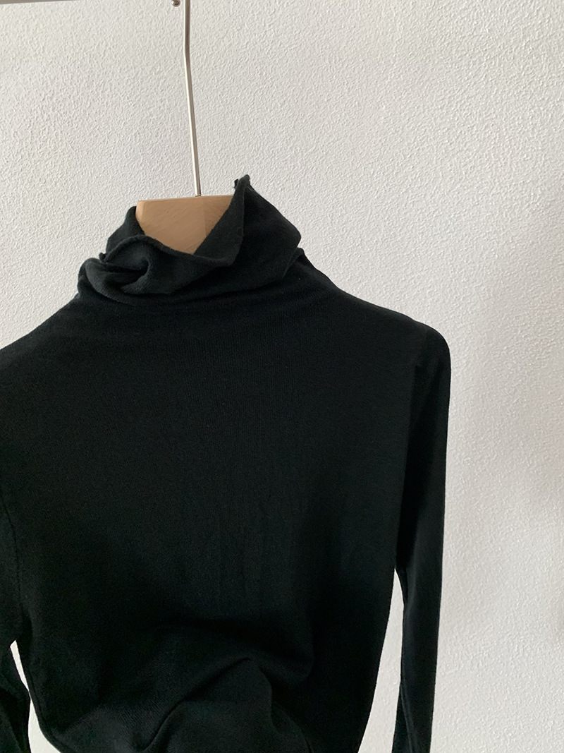 欧玛莱 柔软堆堆领纯色长袖安迪绒修身显瘦针织打底衫上衣女 4793