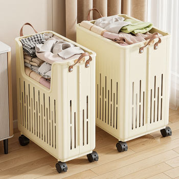 Folding Dirty Clothes Basket Household Bathroom Dirty Clothes Storage Basket with Wheels Laundry Storage Basket Bathroom Large Dirty Clothes Basket