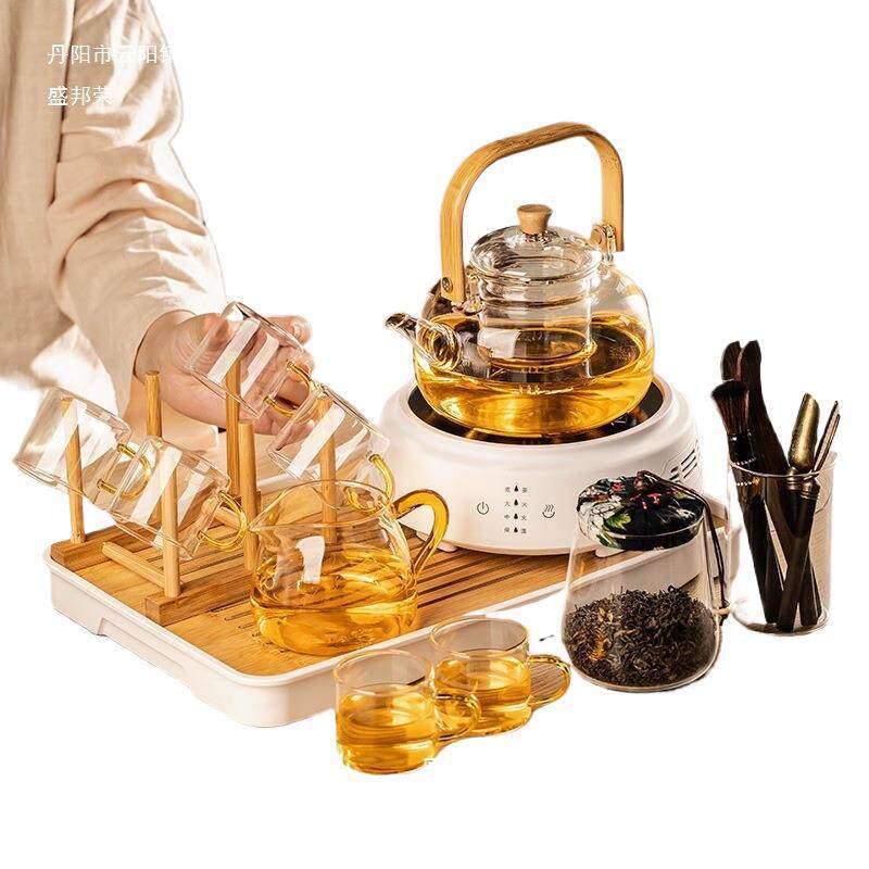Electric Ceramic Stove Tea Set for Home Tea Brewing, Office Small Tea Kettle, Glass Water Boiling Tea Pot, Steaming and Boiling Wholesale