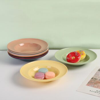 Simple Household Macaron-Colored Straw Hat Bowl Pp Material Ins High-Value Dish Plate Deep Plate Italian Soup Plate Bone Dish