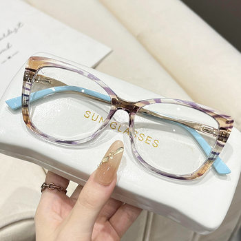 Cross-Border New Large Frame Fashionable Plain Glasses Spring Hinge Showing Small Face Literary Myopia Men's and Women's Glasses Frames