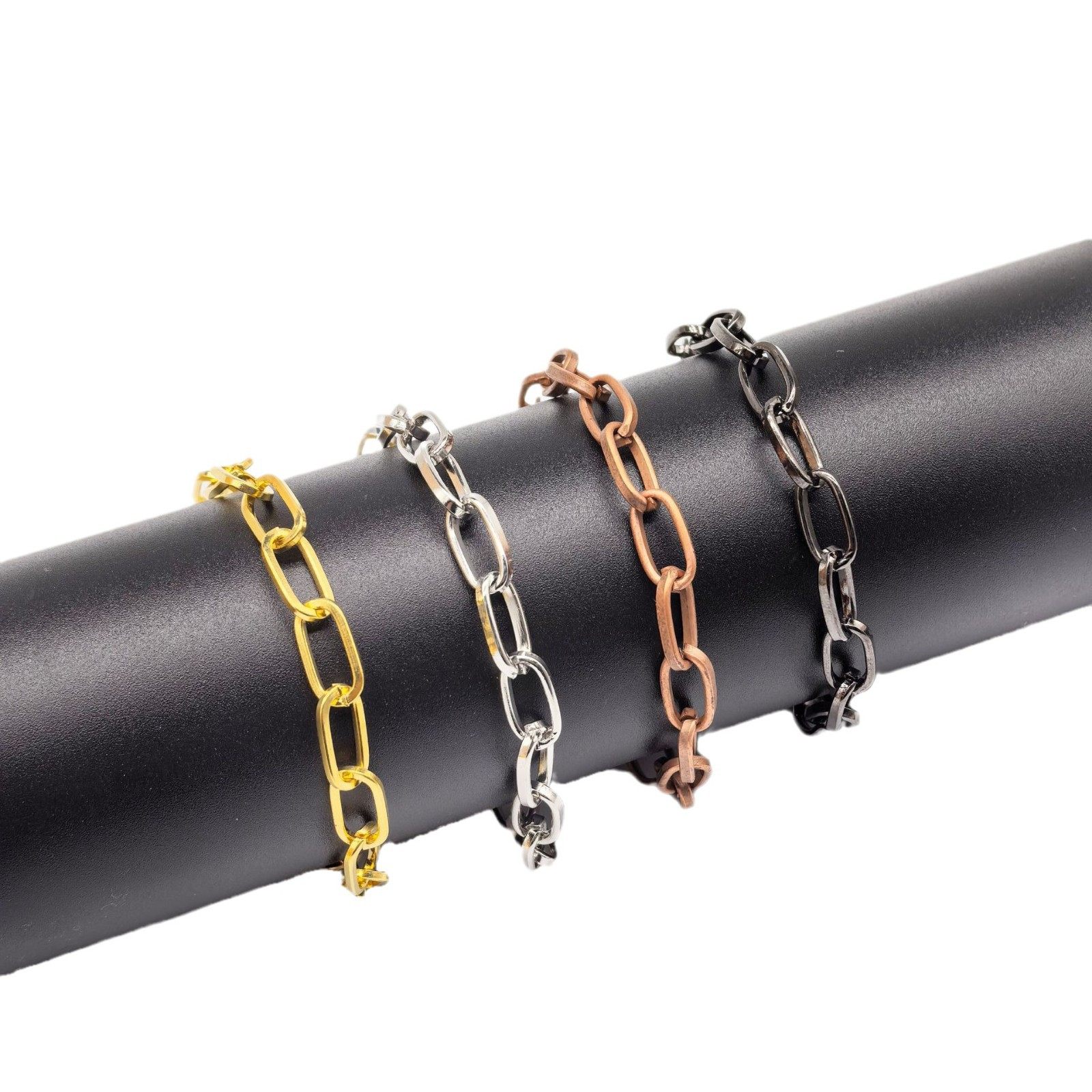 European and American Men and Women Ins Fashion Simple Versatile Bracelet Paper Clip Bracelet Rectangular Chain Hip Hop Cuban Chain