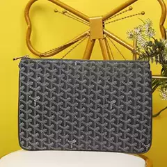 2023 New Goya Handbag Briefcase Tablet Computer iPad Dog-Tooth Clutch Bag Portable Large Capacity Handbag
