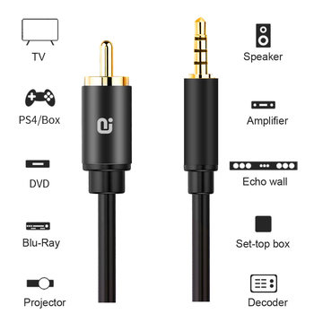 Gold Plated Pure Copper Shielded Coaxial Line 3.5mm to Lotus Digital Audio Line 5.1 Surround Stereo HD Line