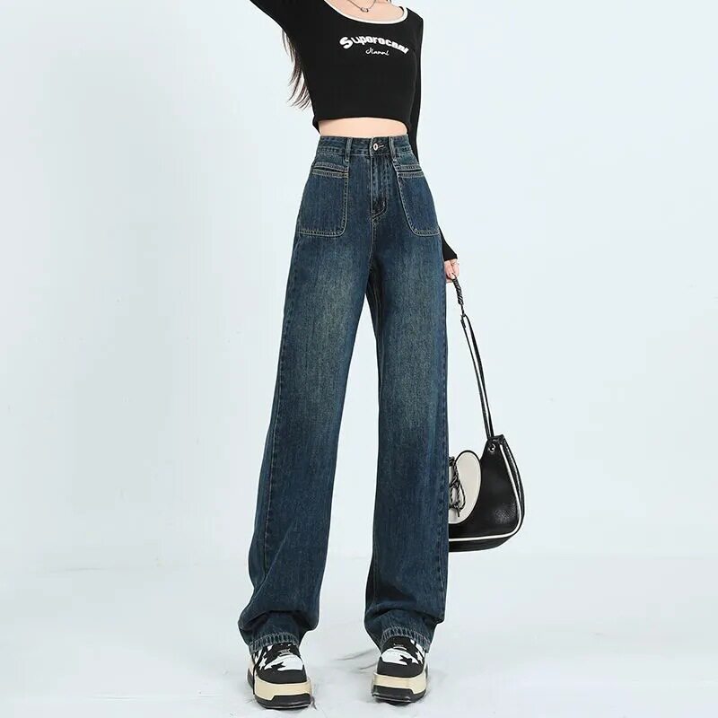 High Waisted Wide Leg Jeans for Women Vintage Style Loose Fit Floor Length Spring Fall Wholesale Available