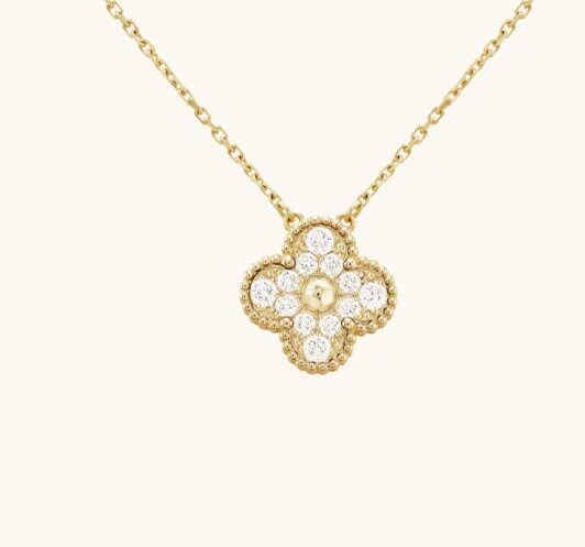 Four-leaf clover bracelet for women, light luxury and high-end 18K gold plated double-sided mother-of-pearl clover hand jewelry