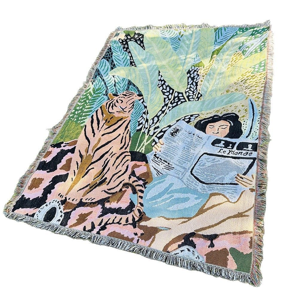 Custom outdoor camping blanket picnic cushion sofa blanket sofa cover nap blanket homestay bed end towel tapestry table runner cloth