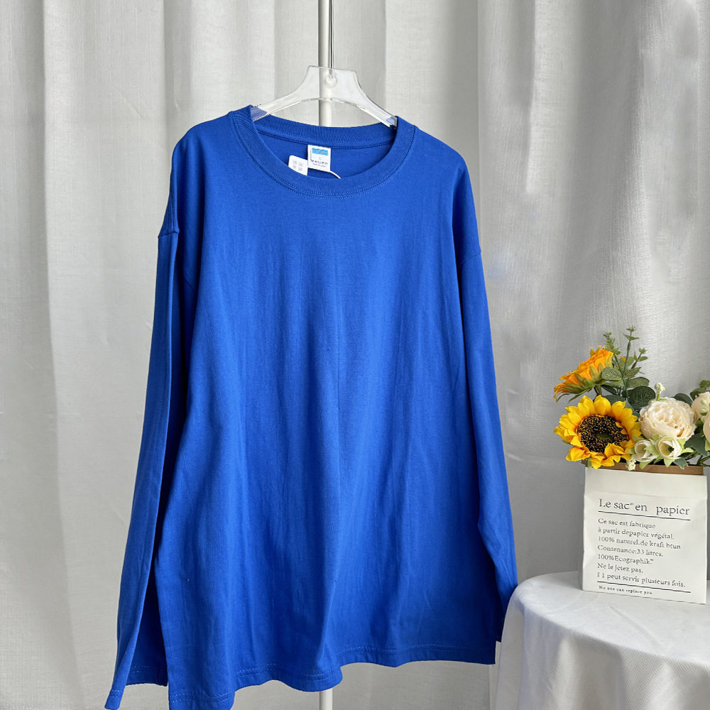 Womens Loose Fit Long Sleeve T Shirt Solid Color Round Neck 100 Cotton Spring Casual Wear Wholesale Available
