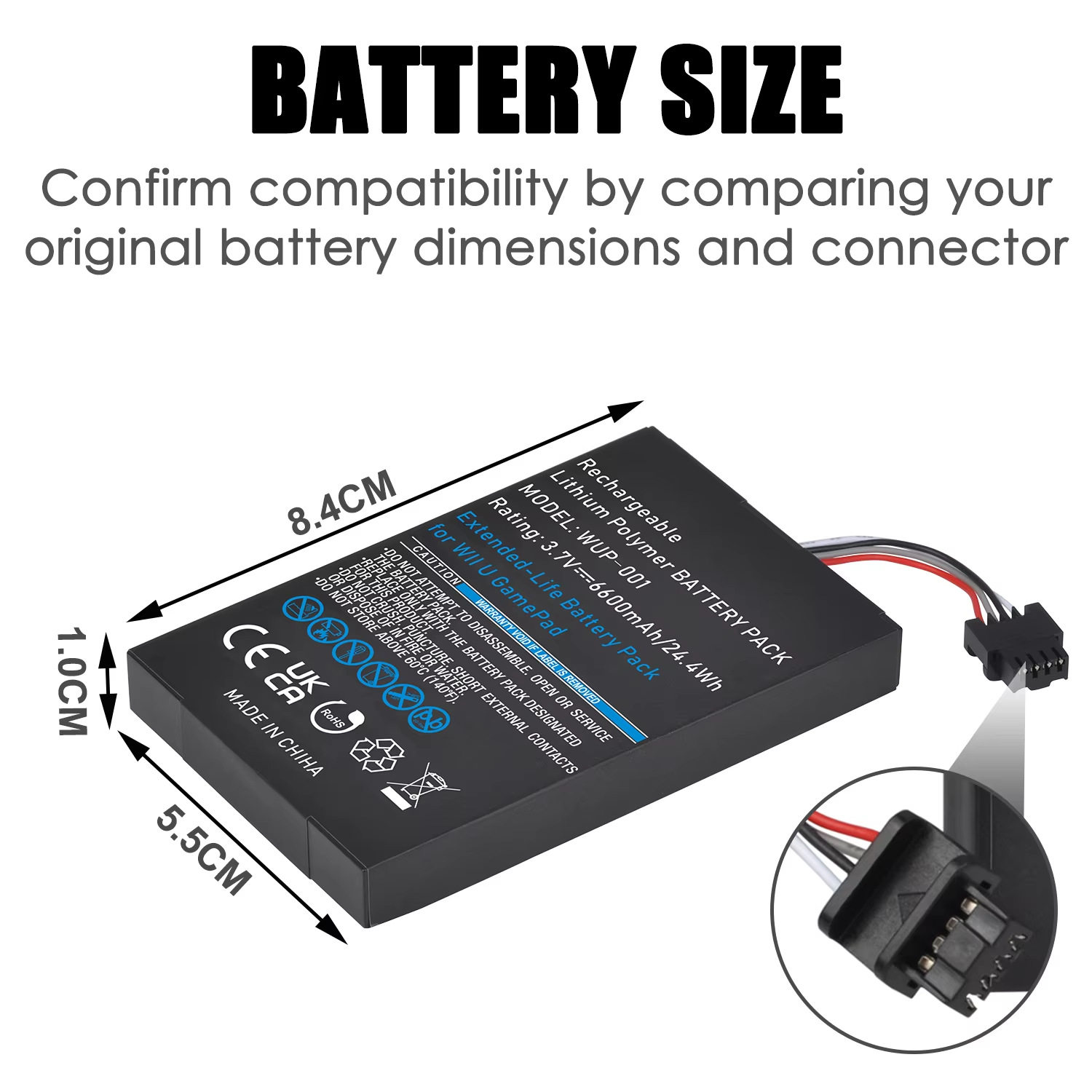 6600Mah Lithium Battery Wup-001Wup-012 Is Suitable for Nintendo Wii U Game Controller Wup-010