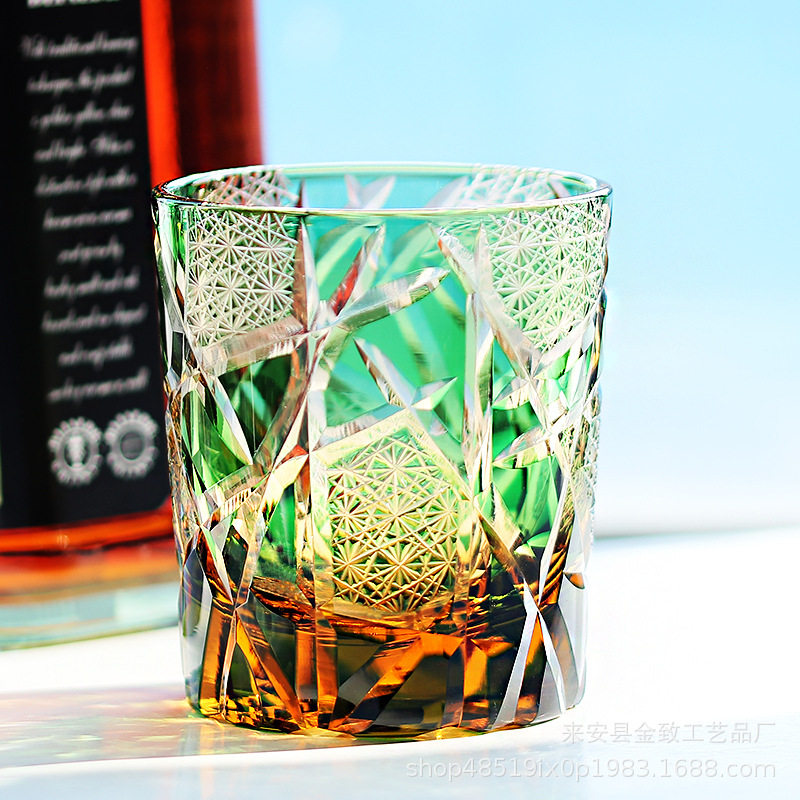 Japanese Edo Kiriko Whiskey Crystal Cup Hand-Carved High-End Wine Glass Set Beer Glass White Wine Glass