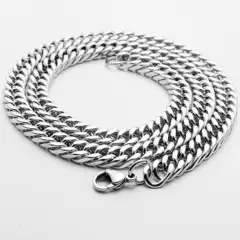 2022 new double-layer woven polished Cuban chain stainless steel Jewelry necklace men's and women's hip hop all-match clothing chain